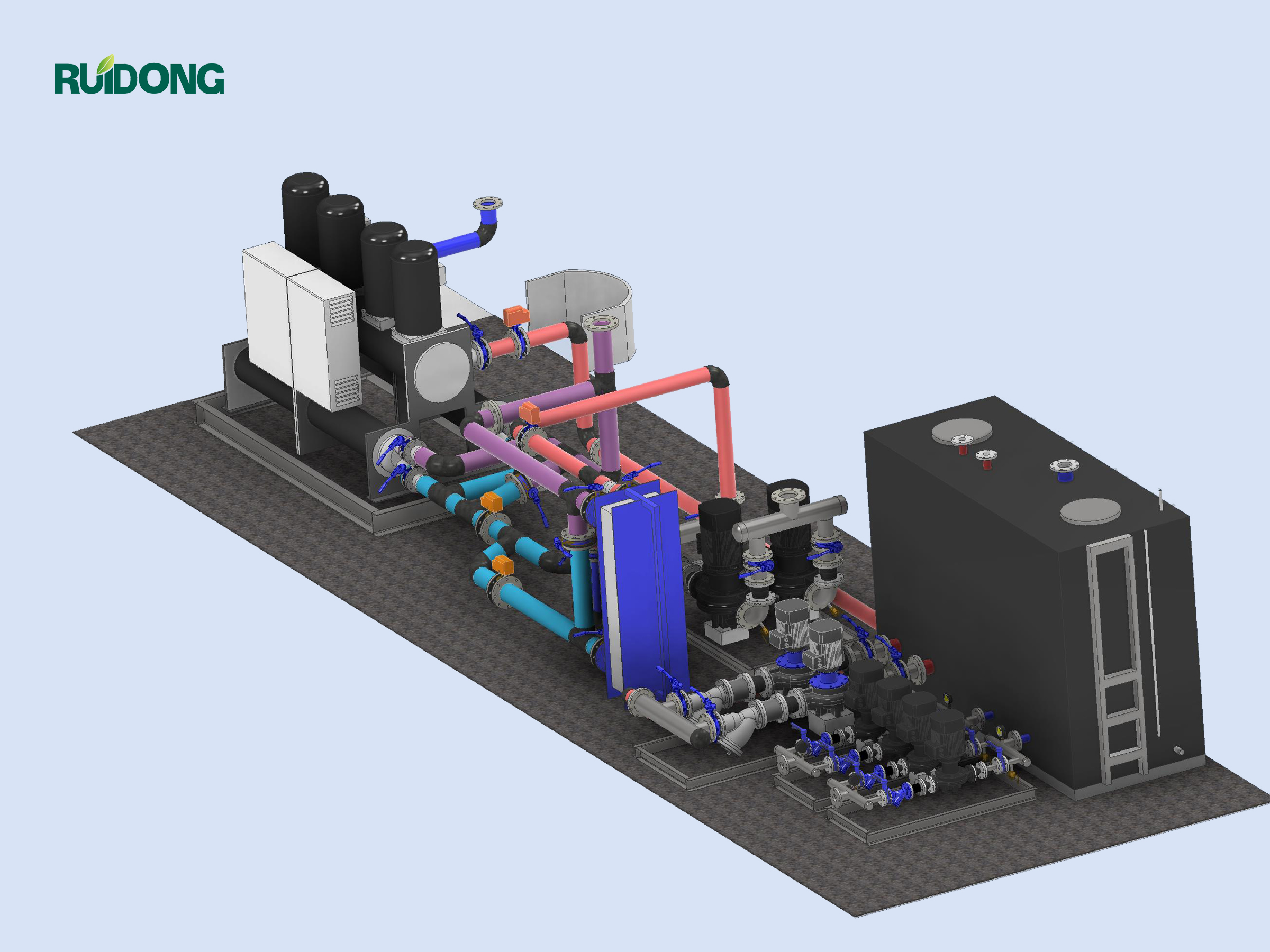 وحدات التبريد المبردة بالمياه وأنظمة محطات المضخة-محلول HVAC الموفرة للطاقة